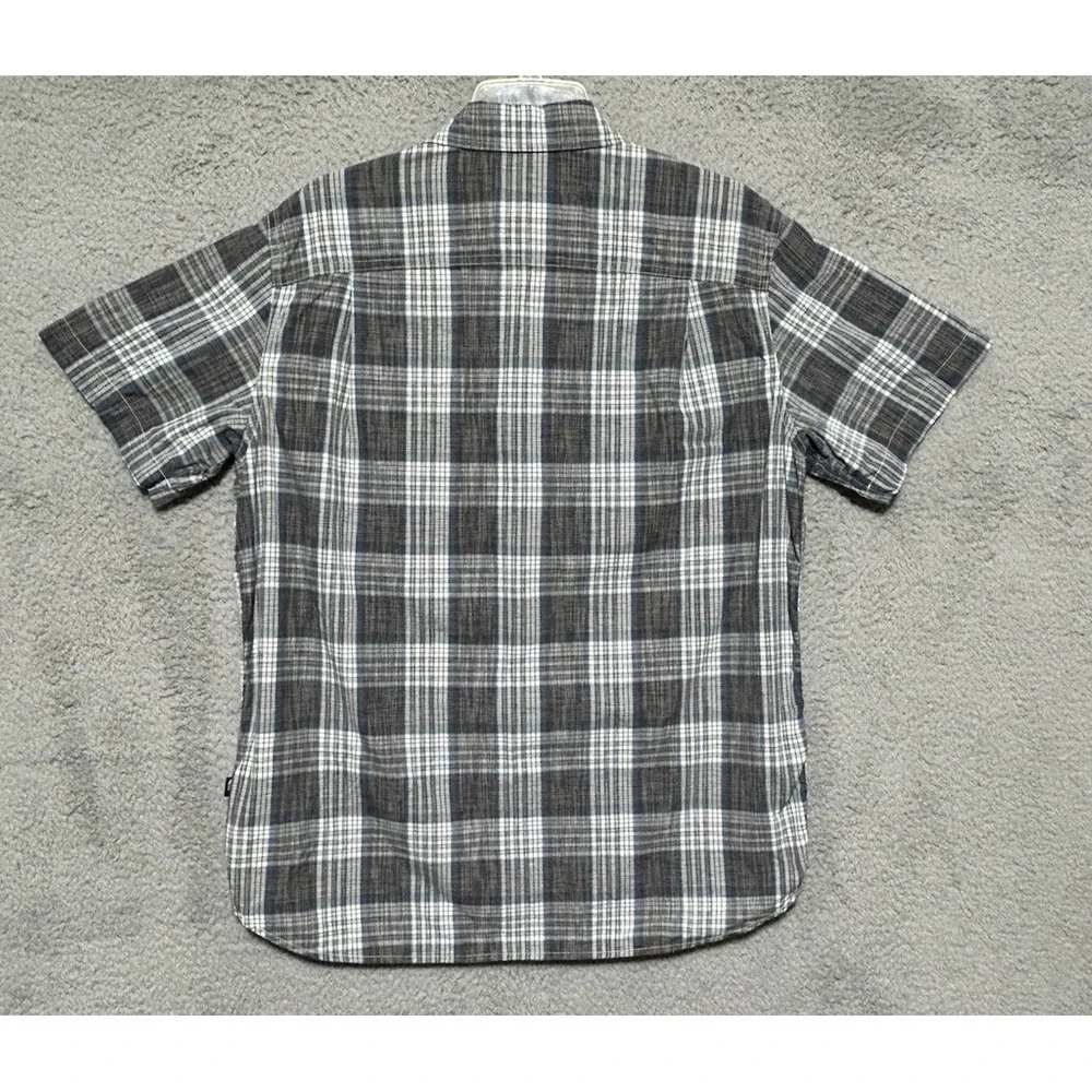 The North Face Black Plaid Button Down Shirt Short Sleeve Mens Size L‎ Gorpcore